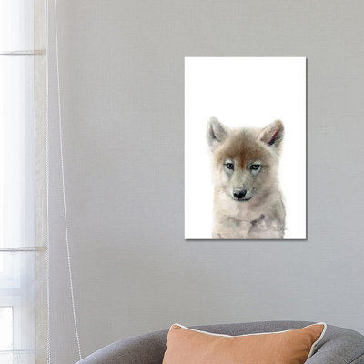 Baby Wolf by Watercolor Luv - Wrapped Canvas Painting