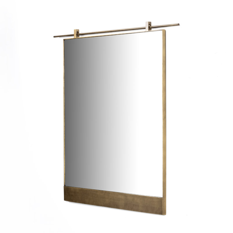 Miroir décoratif moderne et contemporain Hutton Chico, 45 po x 50 po, Laiton antique