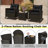 3 PCS Patio Wicker Rocking Set with Tempered Glass Table & Soft Cushions Outdoor-636095309-636095308