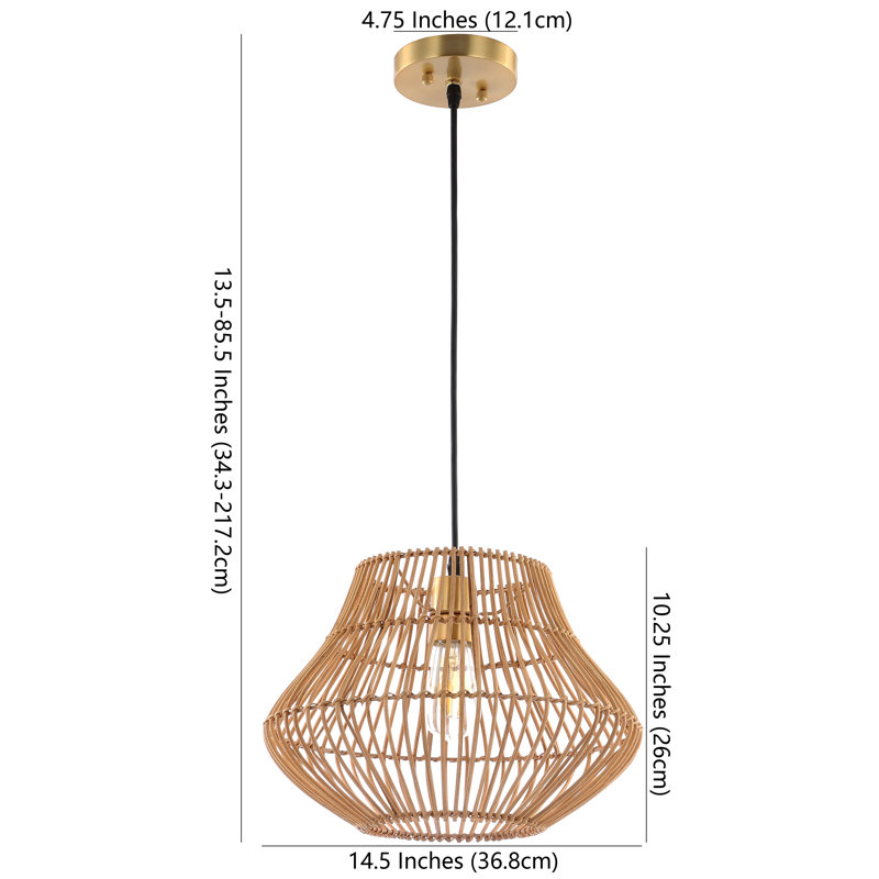 Coova 1 - Light Natural/Black/Gold Single Pendant