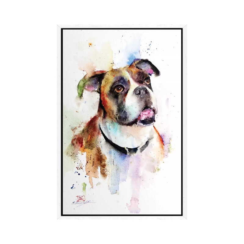 Boxer 1 Piece Painting on Canvas, 66.04 cm H x 45.72 cm W, White Framed