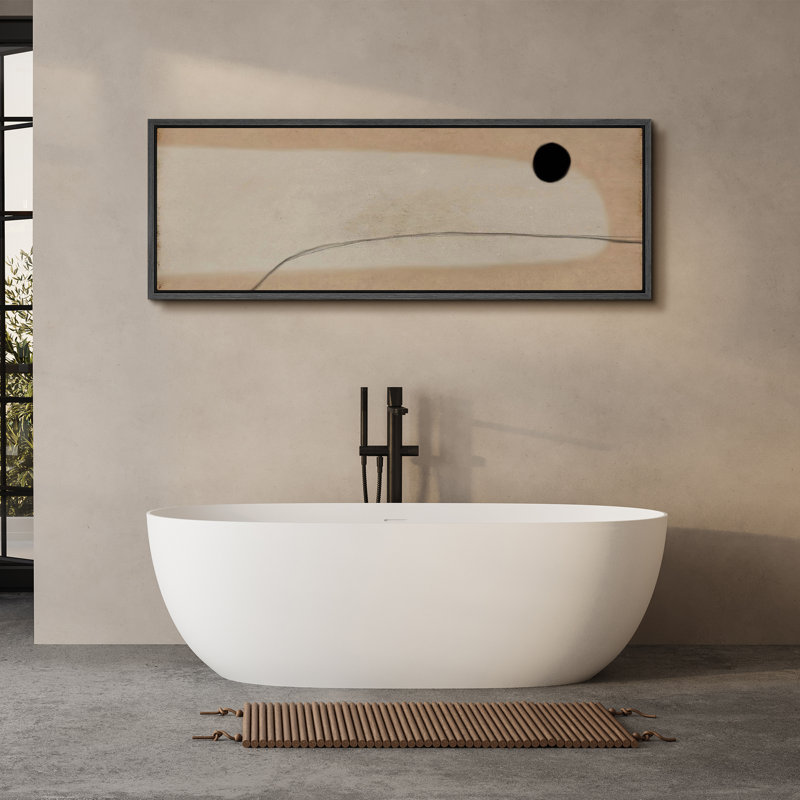 Minimalist Elegance, abstrait noir et beige, reproduction sur toile, H 20 po x l 60 po, Noir, noir, noir, noir