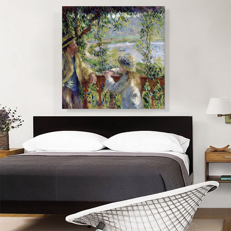 «By the Water Near the Lake 1880» par Pierre-Auguste Renoir, reproduction d'art sur toile tendue