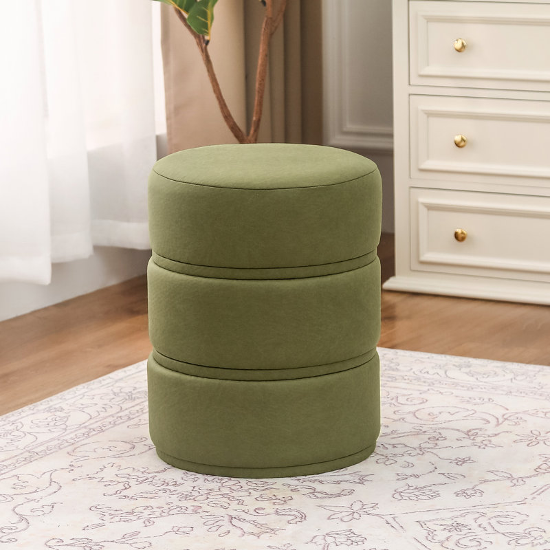 Lacquey Upholstered Ottoman, Green
