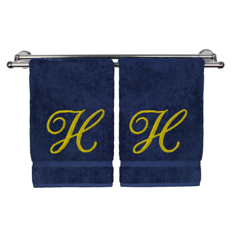 Super Plush Washcloth, Navy/Gold, H