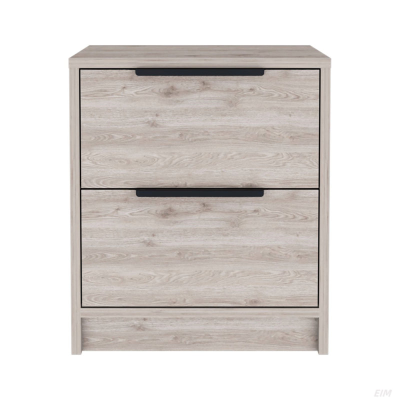 Nightstand Cervants, Two Drawers, 18" High Nightstand, Light Gray