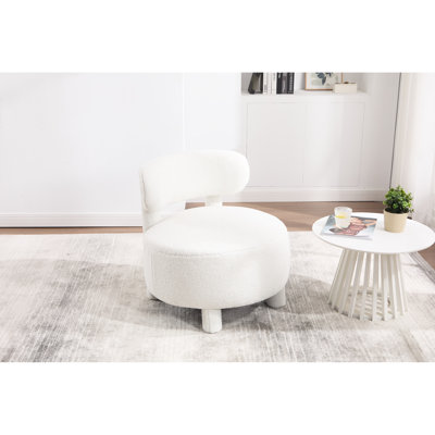Fauteuil d'appoint en tissu sans accoudoirs avec rembourrage en mousse, pieds coulissants et coussin de siège de 13 pouces pour chambre à coucher au design ergonomique blanc, espace de vie réglable
