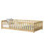 Lit simple au sol avec clôture sans porte, lit en bois d'hévéa avec barrières de sécurité-955487827