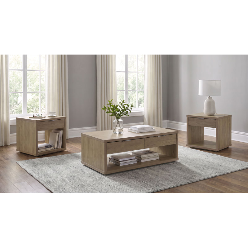 Ensemble de table basse et de bout avec rangement Latte 3 pièces Ingram, 3 pièces: 2 tables de bout, table basse