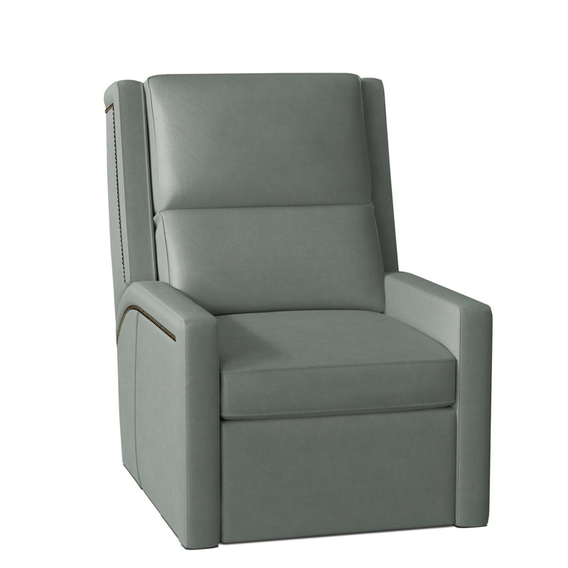 Norman Recliner, Aline Light Grey Genuine Leather, #9 Antique, Push Back