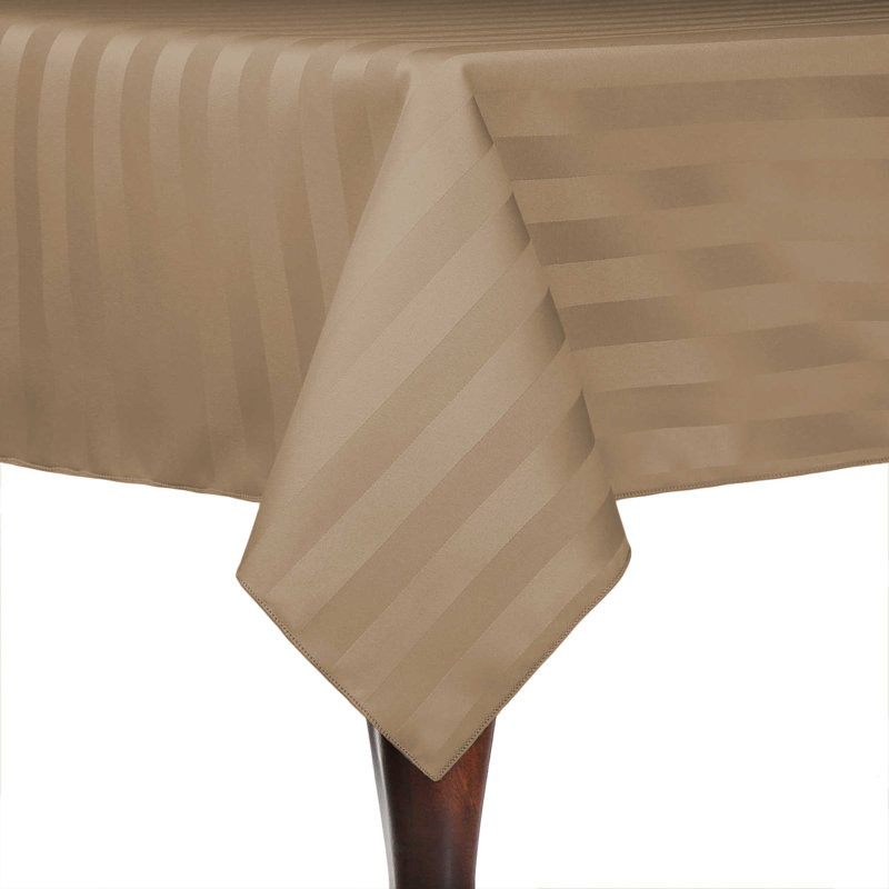 Ultimate Textile Satin Stripe Rectangular Tablecloth, Toast, 120" x 54", 3