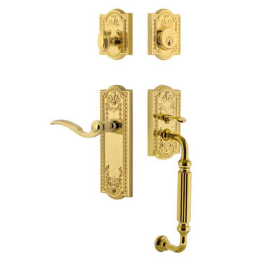 Grandeur Parthenon Plate F Grip Entry Set Bellagio Lever in Lifetime Brass
