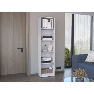 Bookcase with 5-Tier Shelves 17.7x11.8x71.1 White Particle Board 1 Piece Office Furniture