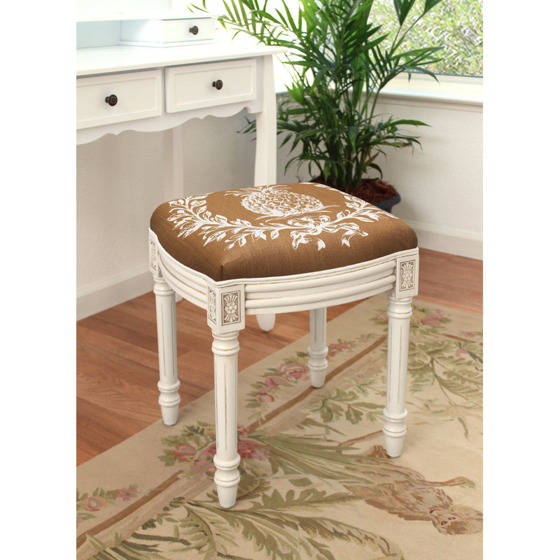 Pineapple Solid Wood Accent Stool, Caramel