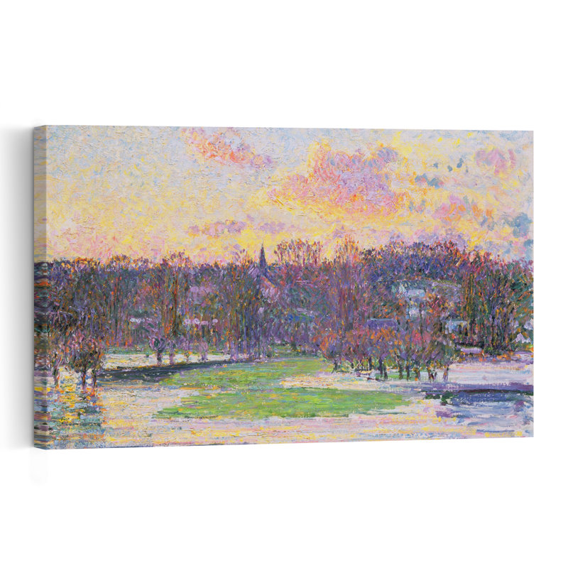 Flooded Sunset, 1893 Impressionist Abstract Contemporary Landscape Sunset Wall Art Print by Camille Pissarro - 1 Piece Wrapped Canvas Wall Art