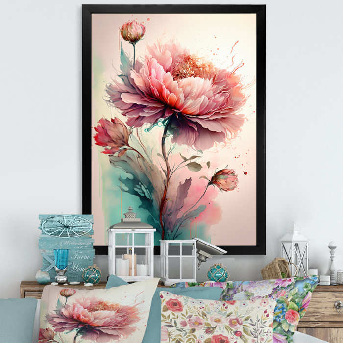 Red Barrel Studio® Bright Pink Peony On Canvas Print | Wayfair