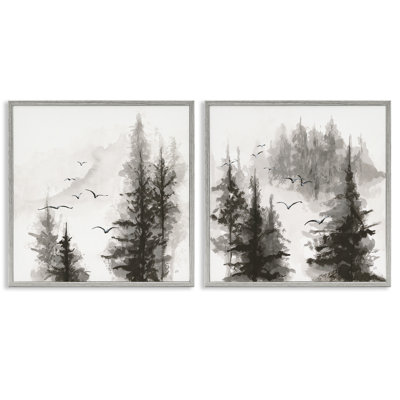 Ensemble de 2 giclées encadrées Free Flight Forest, design par Chris Paschke