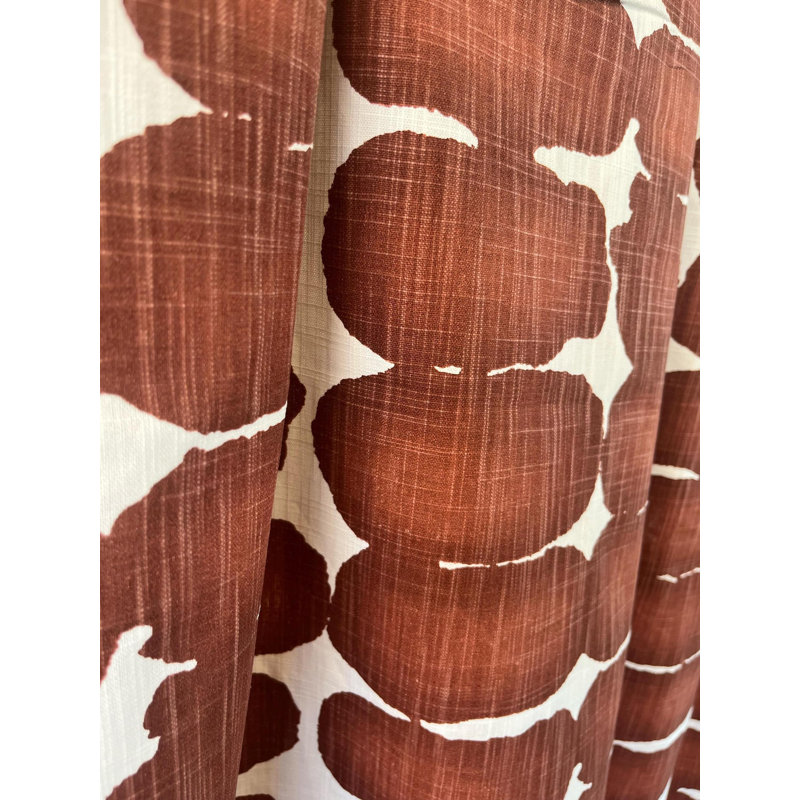Terracotta Brown Shibori Dot Geometric Curtain Panels, 50" W x 84" L