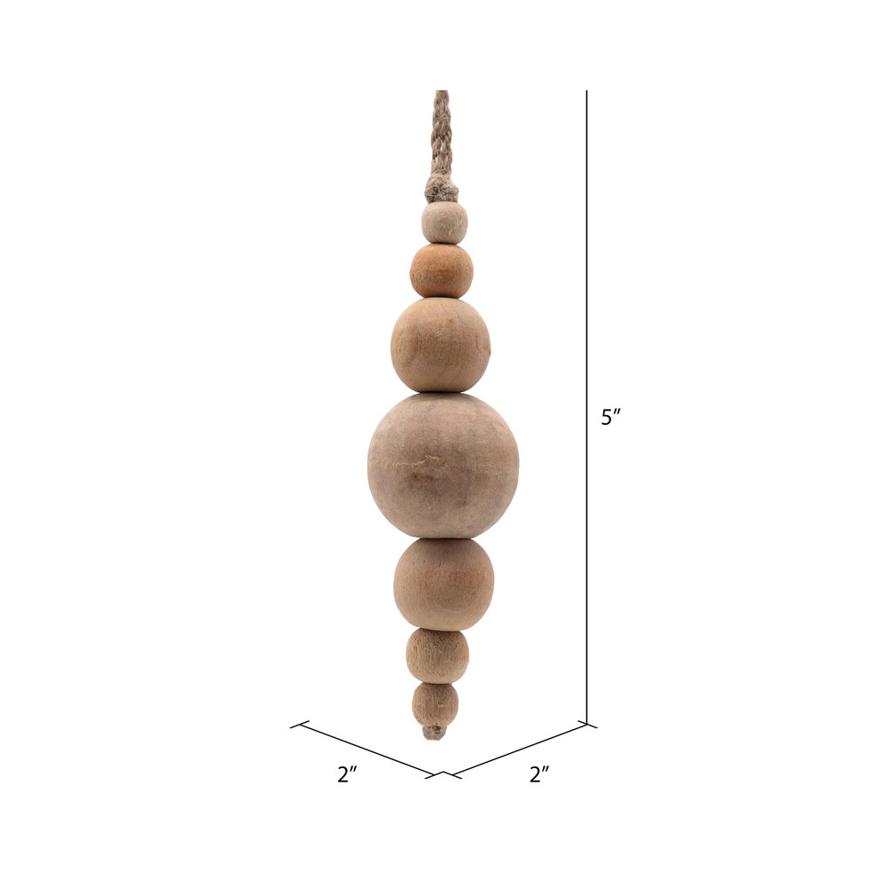 5'' Solid Wood Ball Ornament, Natural