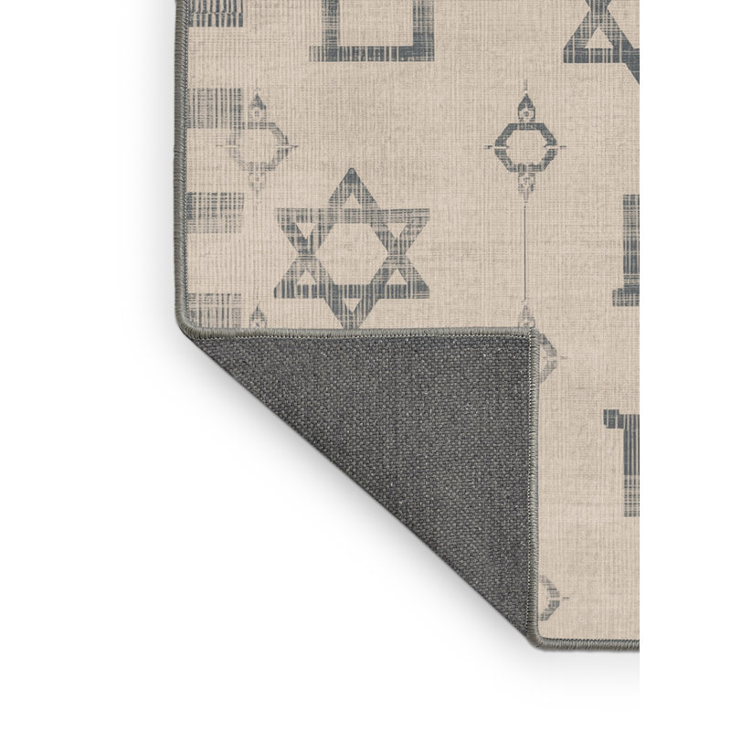 Tapis beige moelleux et moelleux à motif abstrait moderne et contemporain de style Hanoukka Farrer, 5 x 8