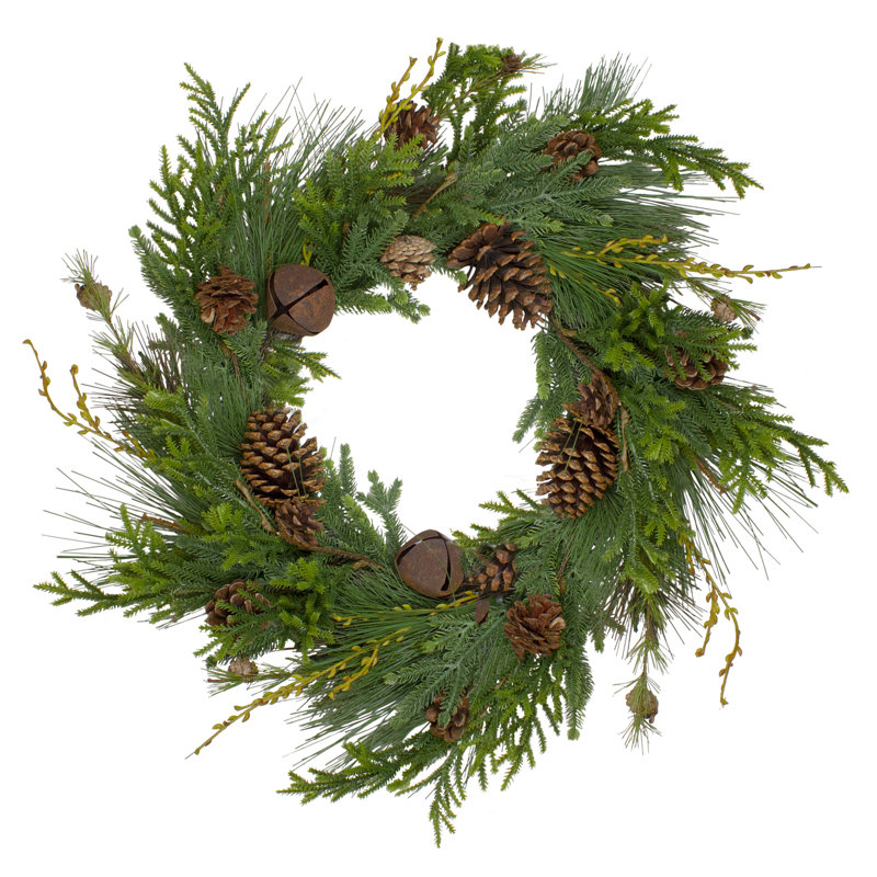 Rustic Green And Brown Artificial Christmas Pinecone Wreath - 30-Inch  Unlit