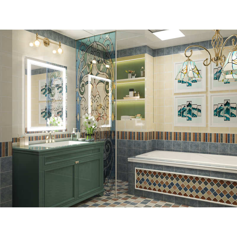 Adorna Frameless LED Lighted Bathroom / Vanity Mirror with Brightness Adjustable, Memory Function, Anti-fog, 24"  x 32" 