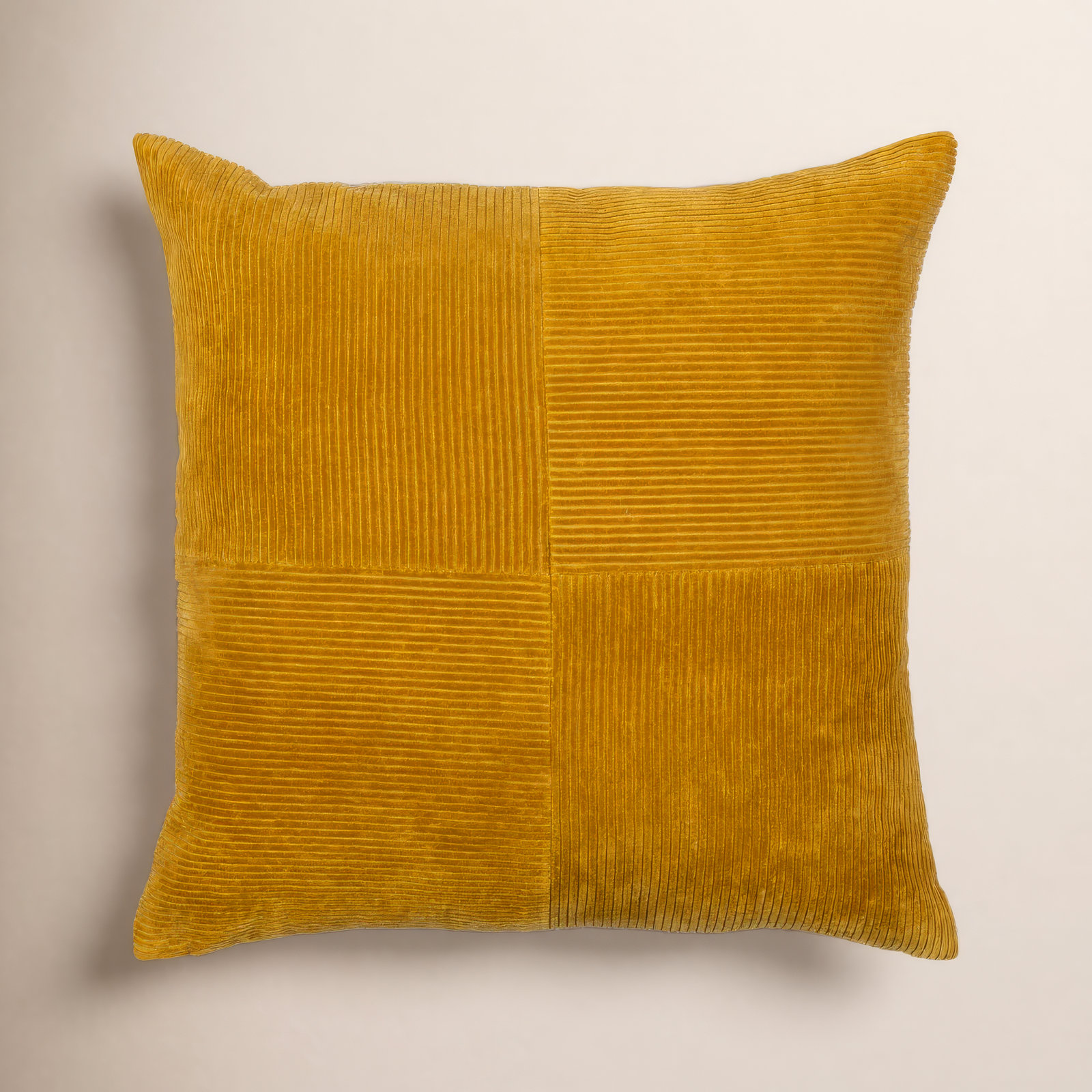 Selma Cotton Pillow Cover, 22" x 22", Mustard