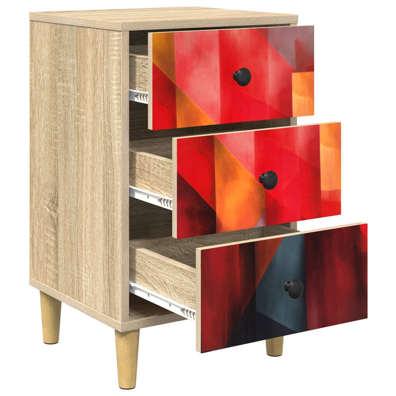 36cm W Engineered Wood Bedside Table