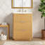 Meuble-lavabo de luxe moderne 24 po avec lavabo en céramique, armoire de salle de bain avec tablette ouverte et rangement fermé