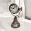 Silver Metal Crystal Tabletop Clock Numerical Design - Quartz Movement Freestanding Hand Finished Desk Mantel Home Decor
