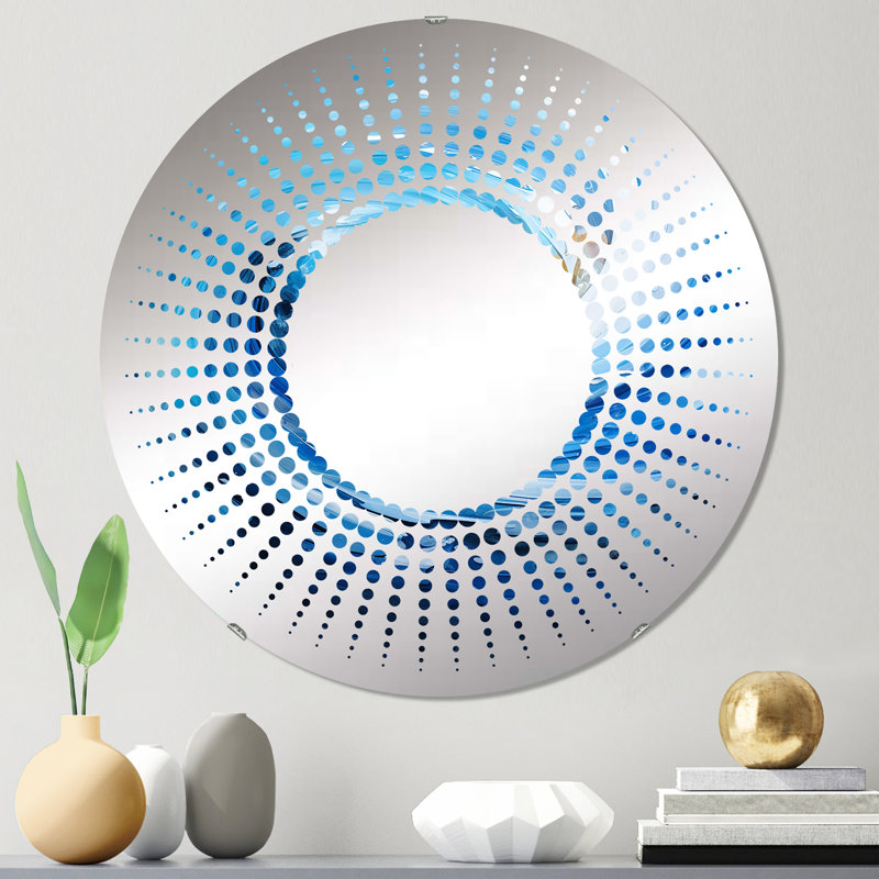 Starburst Decorative Mirror , 23.6" x 23.6", Blue Swirl Wave Spiral II