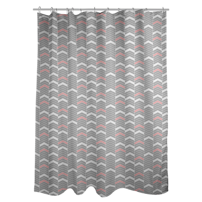 Rideau de douche simple à chevrons, Rouge