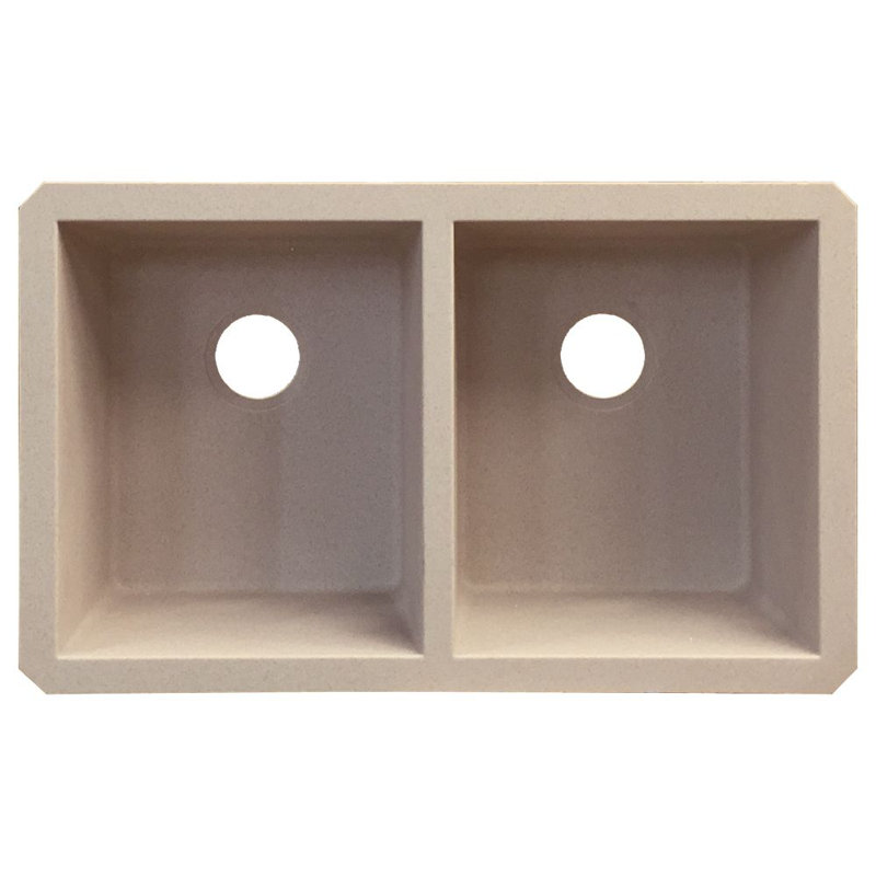 Radius 31.75'' L Double Bowl Kitchen Sink, Cafe Latte