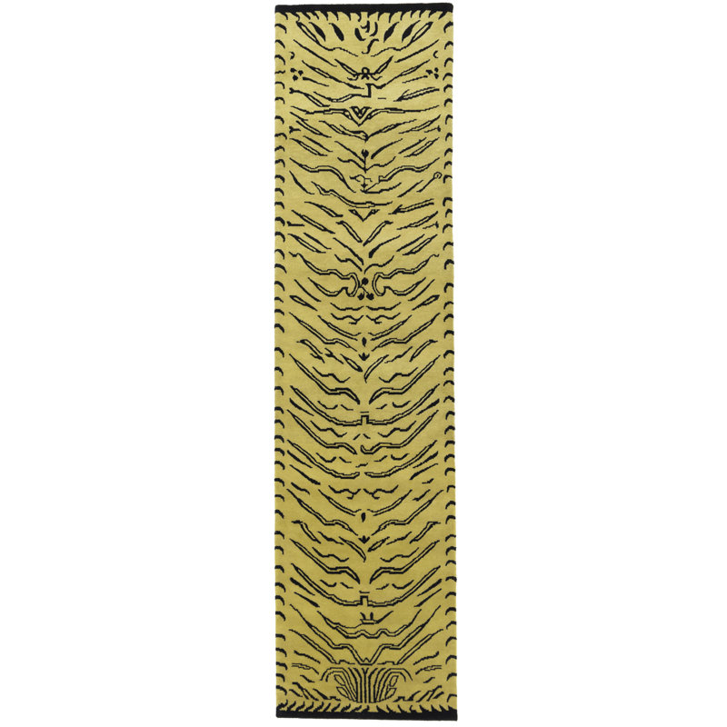 Tapis oriental en tigre tibétain Nykeema, Tapis de couloir 3 pi x 11 pi 11 po