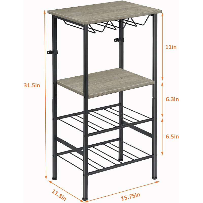 Adryonna 12 Bottle Floor Wine Bottle & Glass Rack in, Gray