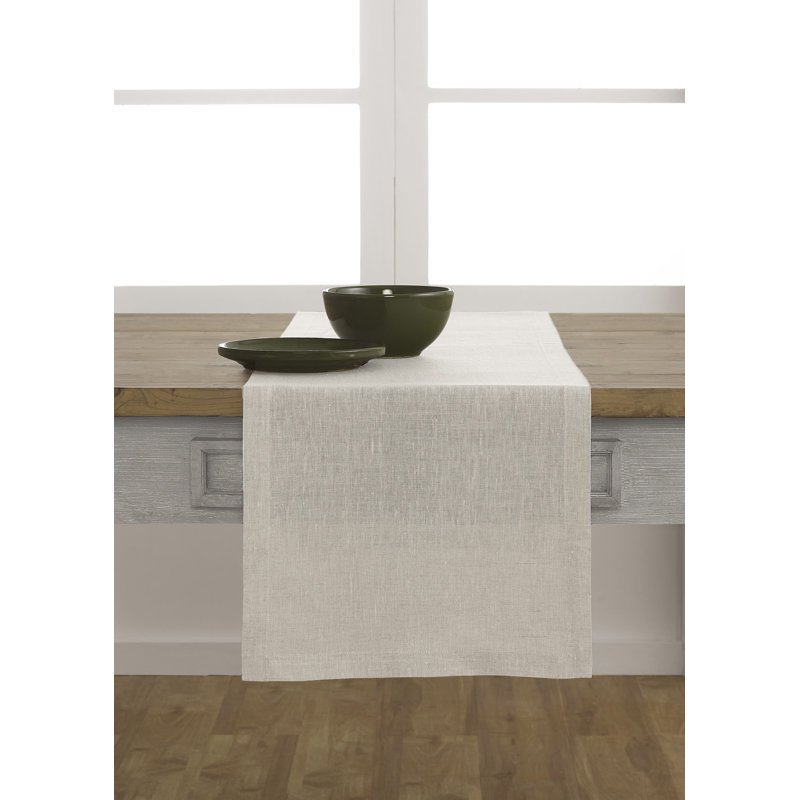 100% Pure Linen Table Runner - Athena, 36" x 14", Light Natural