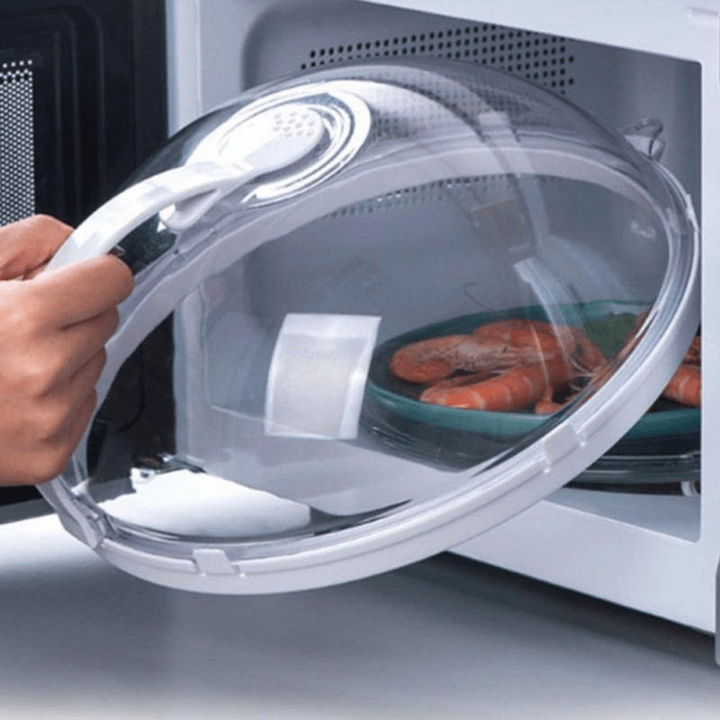 1pc Non-Stick Microwave Splash Cover - Transparent, Anti-Sputtering, Anti-Oil, Reusable, Airtight
