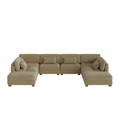 Maelina 8-Piece Corduroy Modular Sectional with 2 Ottomans