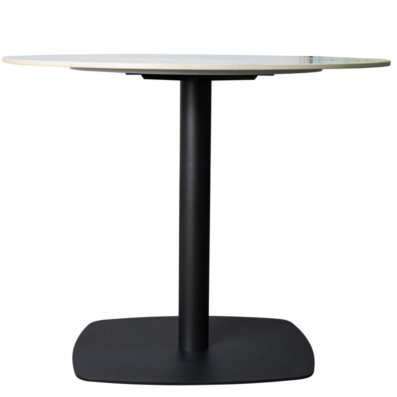 Round Dining Table With Sintered Stone Top And Square Stainless Steel Pedestal Base – Seats 2–3 People, Kitchen & Dining Room Table For Cafes