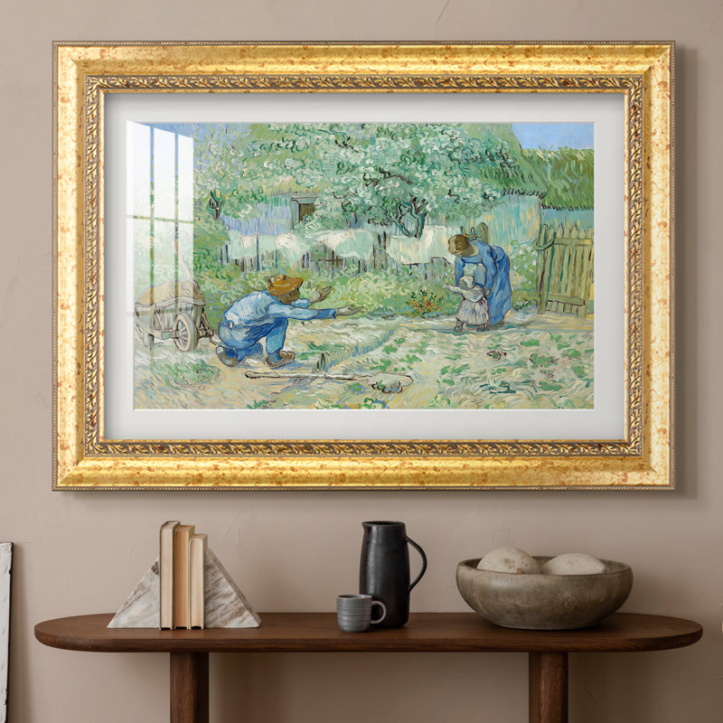 Premiers pas après Millet, 1890 - Vincent van Gogh - Estampe encadrée sur mesure, Format intérieur 20 po x 28 po