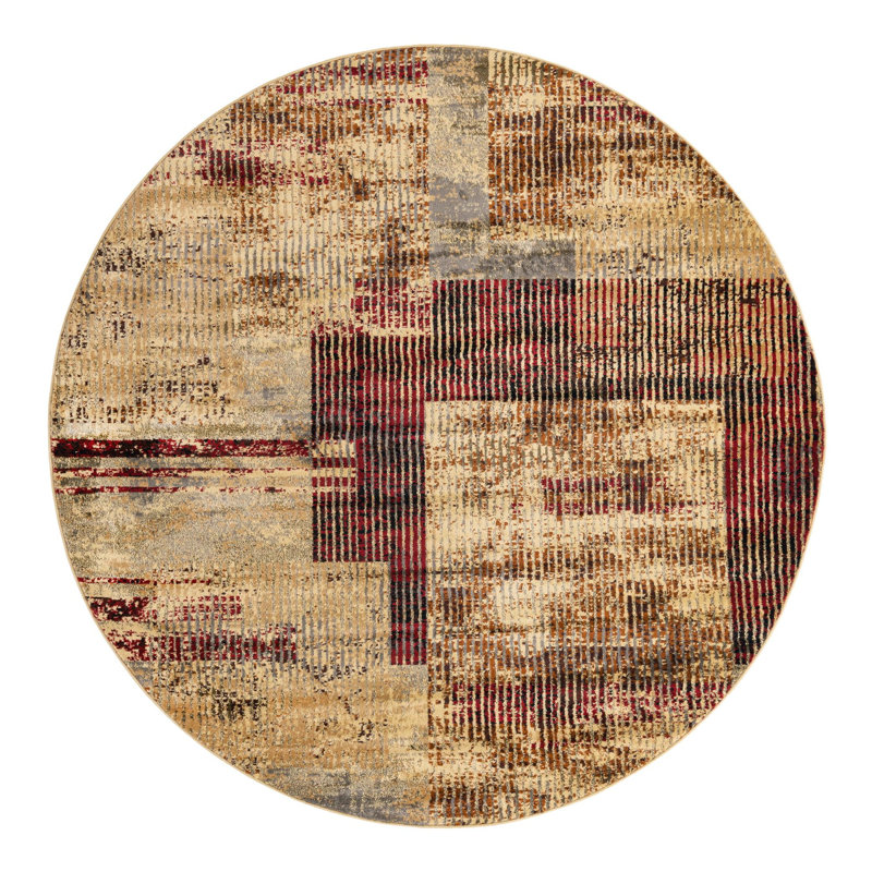 Tapis brun / rouge Knowle, Rond 7 pi