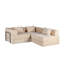 Canapé à compression, canapé-lit convertible au sol avec structure de forme fixe, canapé modulaire désossé, aucun assemblage requis, tissu chenille, pour la chambre à coucher du salon, beige-1209294577