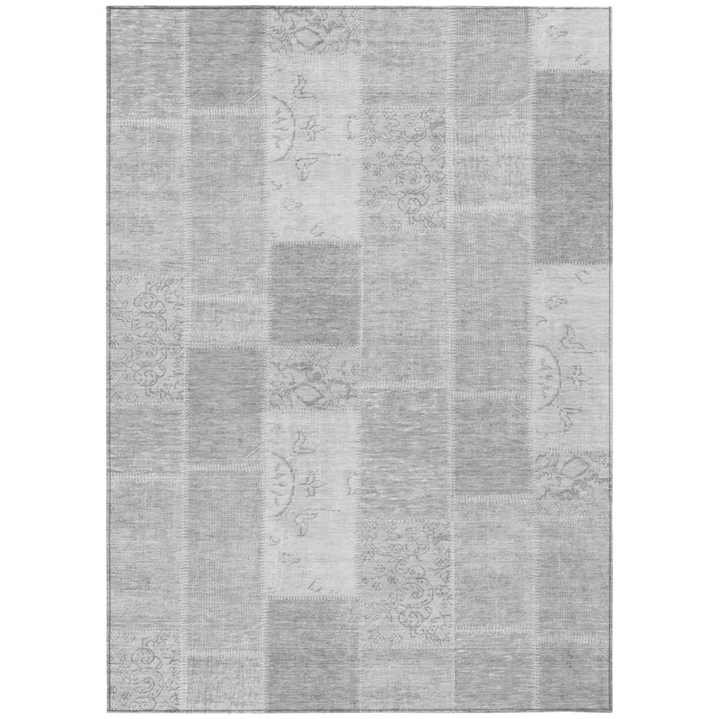 Tapis d'extérieur lavable 3 pi x 5 pi gris argenté et graphite