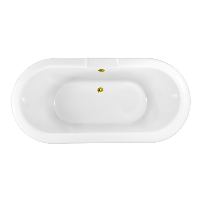 Baignoire de trempage sur pieds 59 po., Or poli, Or poli
