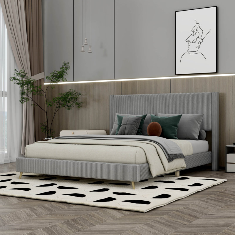 Marietherese Upholstered Platform Bed, Gray