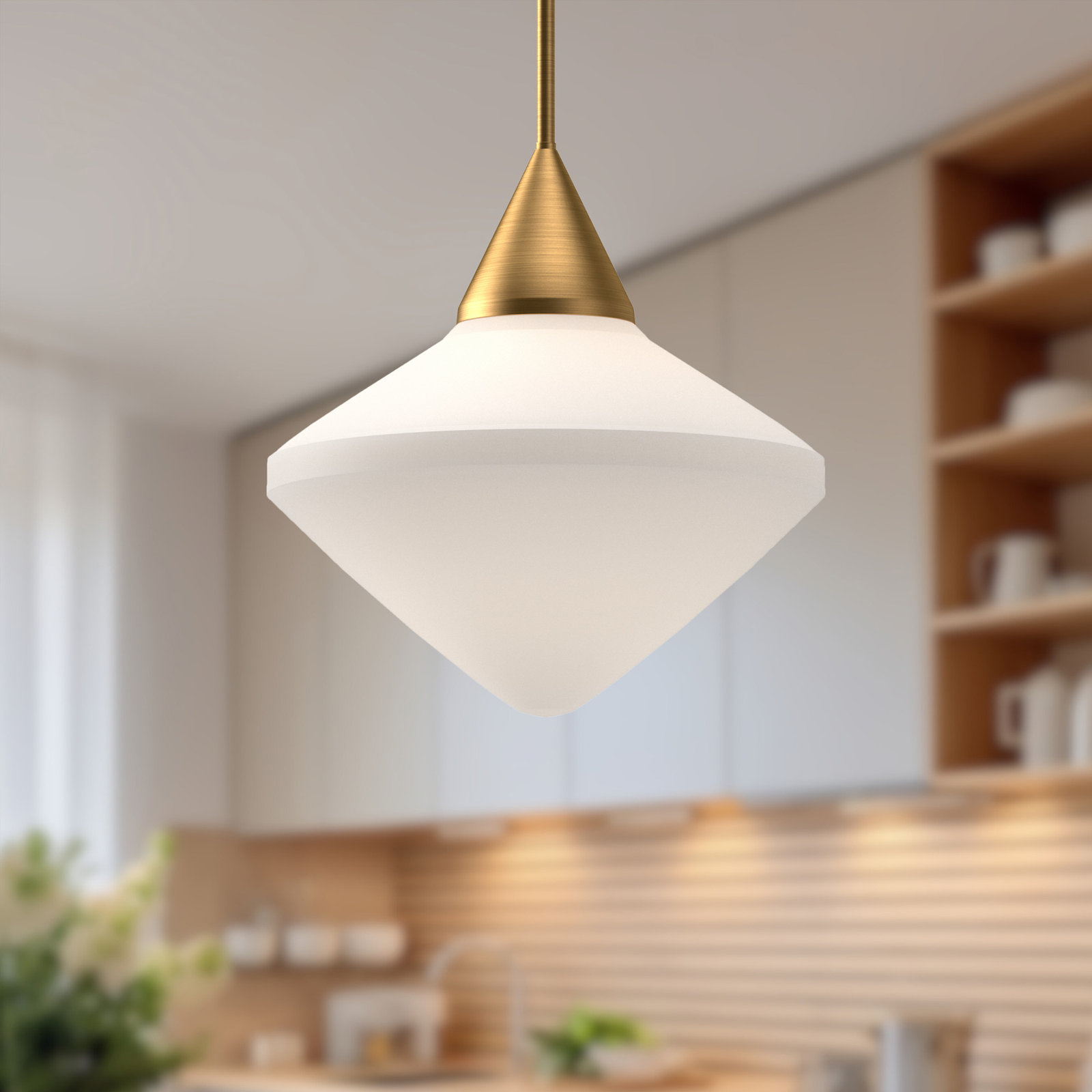 Orrin Single Light Glass Pendant, 79.25" H x 14.13" W x 14.13" D, Aged Gold