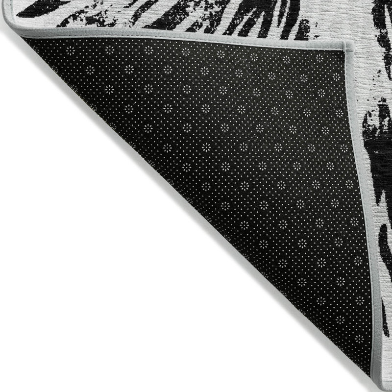 Tapis intérieur lavable abstrait noir 5 pi x 8 pi