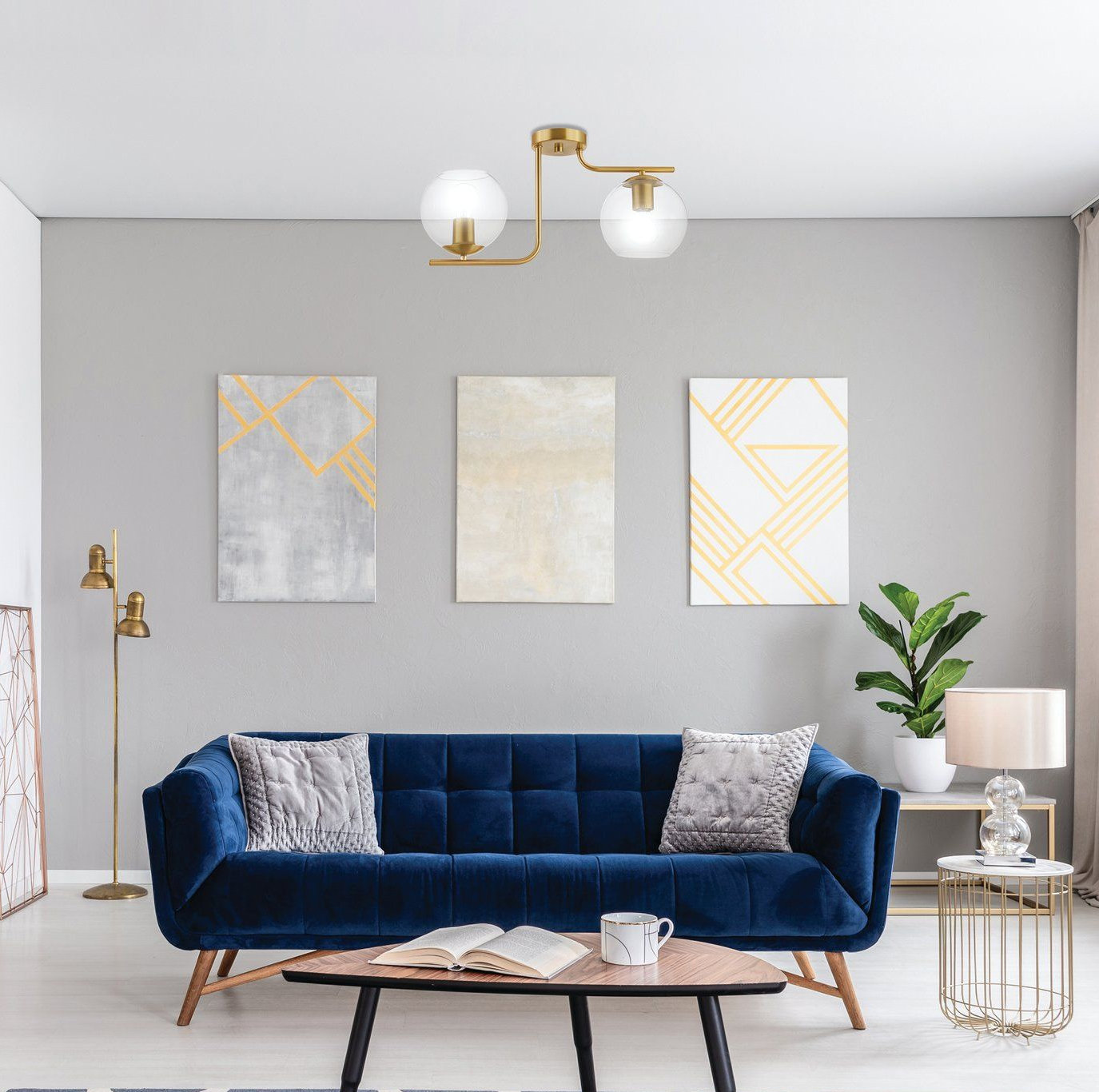 Bedonia 2 Light Flush Mount, Brushed Gold