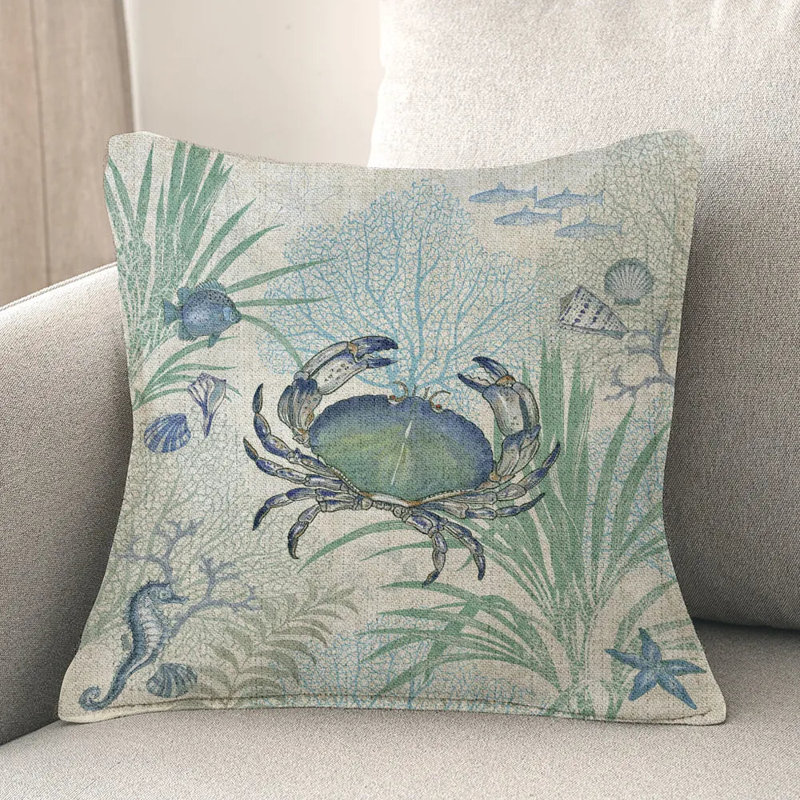 Coussin décoratif tissé bleu crabe par Laural Home