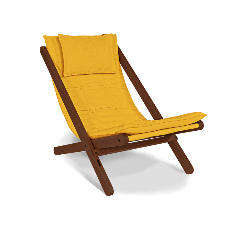 Donner Deck Chair with Cushion, Walnut , Yellow